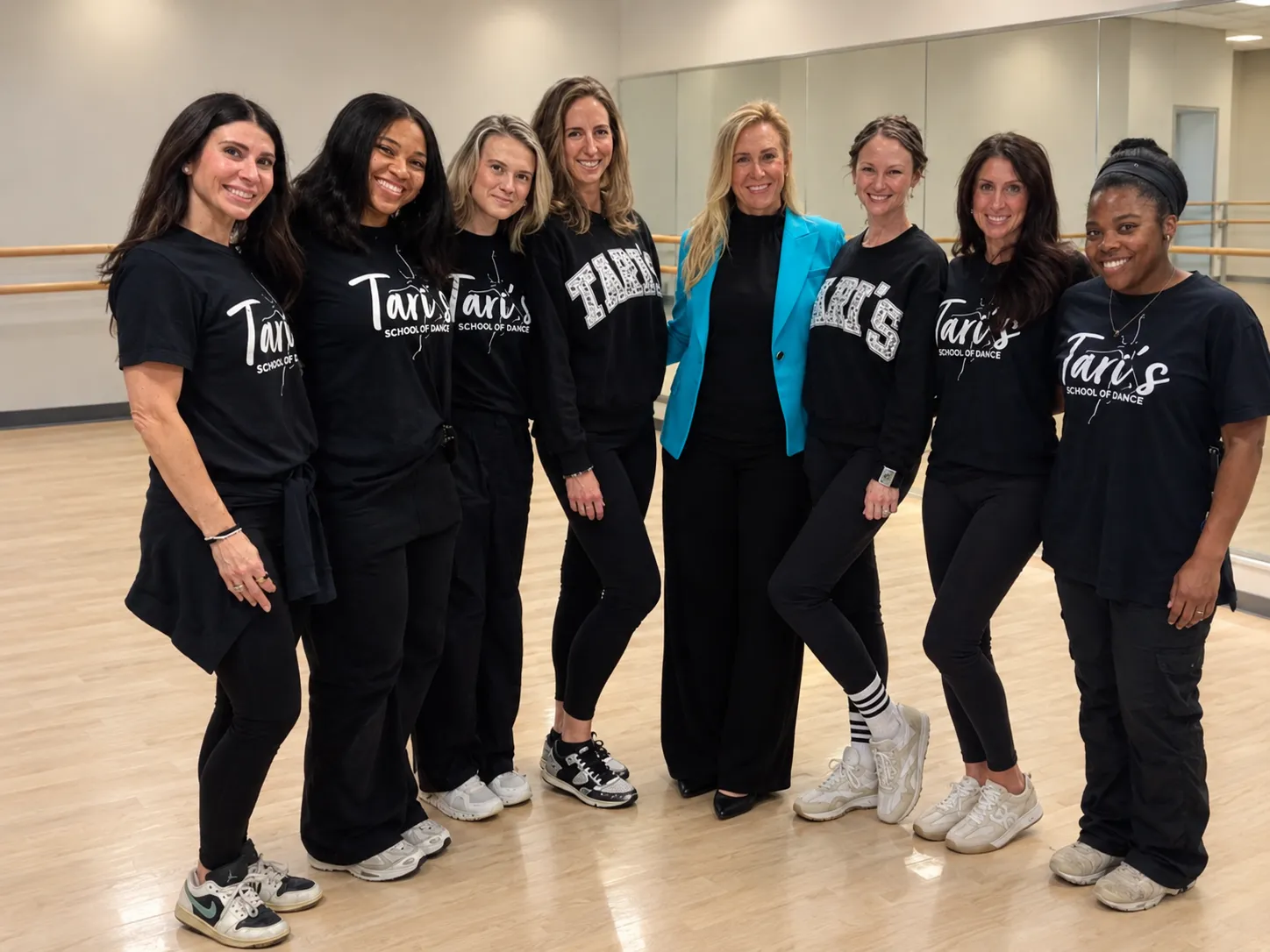 Eight women from Tari's School of Dance faculty together in the studio